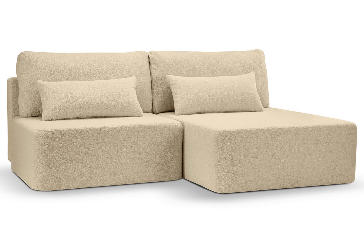 ECKSOFA AMSTERIX Beige Cord  - Beige/Schwarz, Basics, Kunststoff/Textil (213/158cm) - MID.YOU