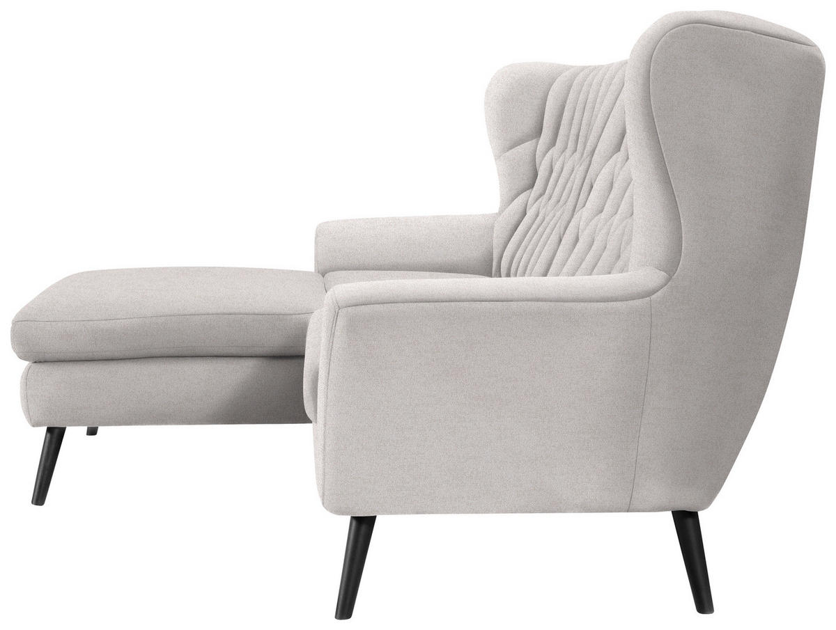 ECKSOFA Beige Flachgewebe  - Beige/Schwarz, Design, Holz/Textil (165/237cm) - Stylife