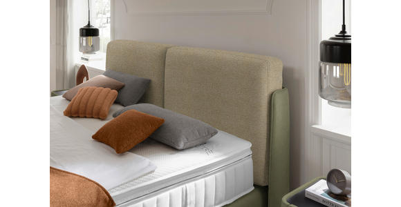 BOXSPRINGBETT 180/200 cm  in Beige, Olivgrün  - Beige/Schwarz, Design, Textil/Metall (180/200cm) - Johann Jakob