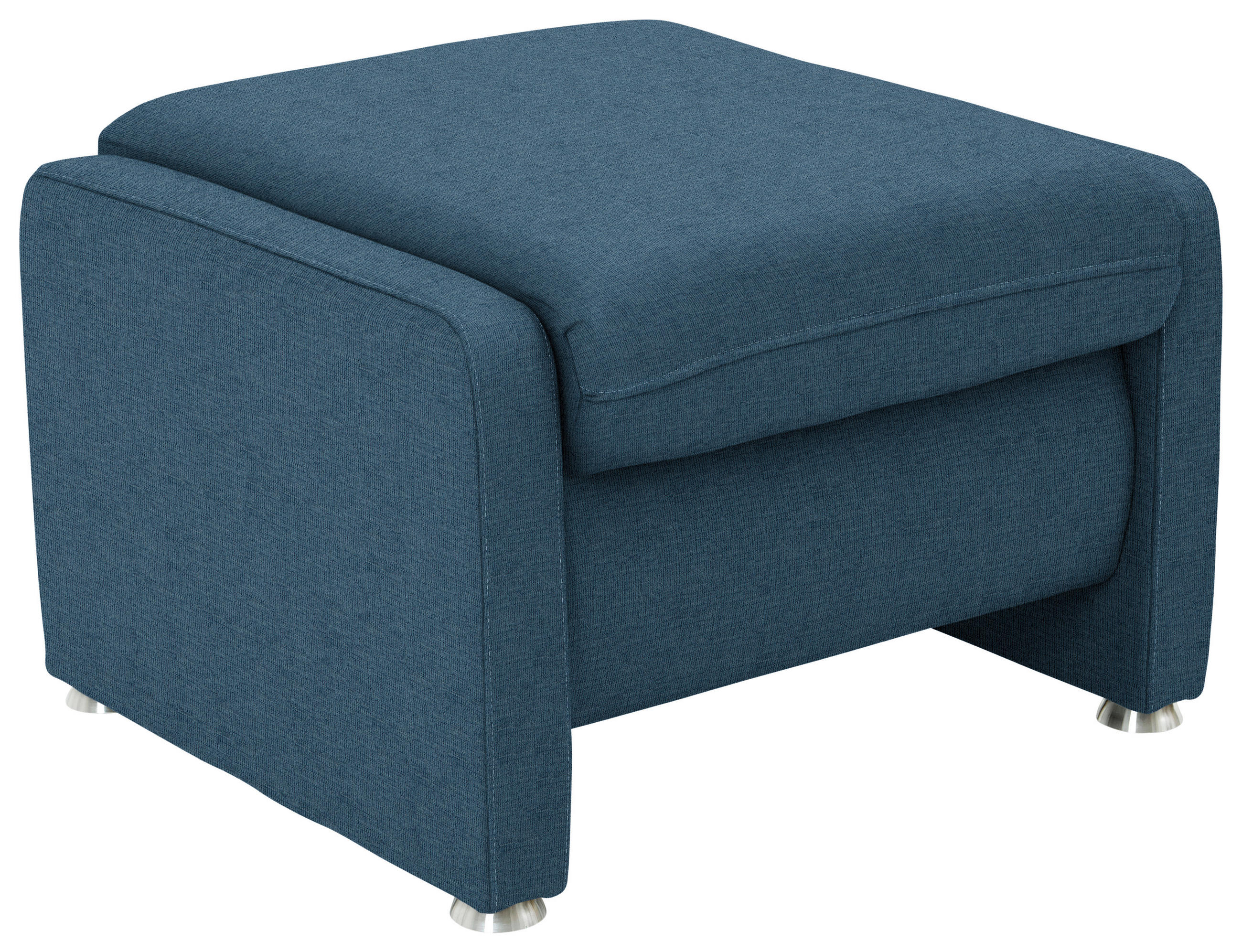 HOCKER in Textil Blau  - Blau/Alufarben, KONVENTIONELL, Textil/Metall (67/44/58cm) - Beldomo Comfort