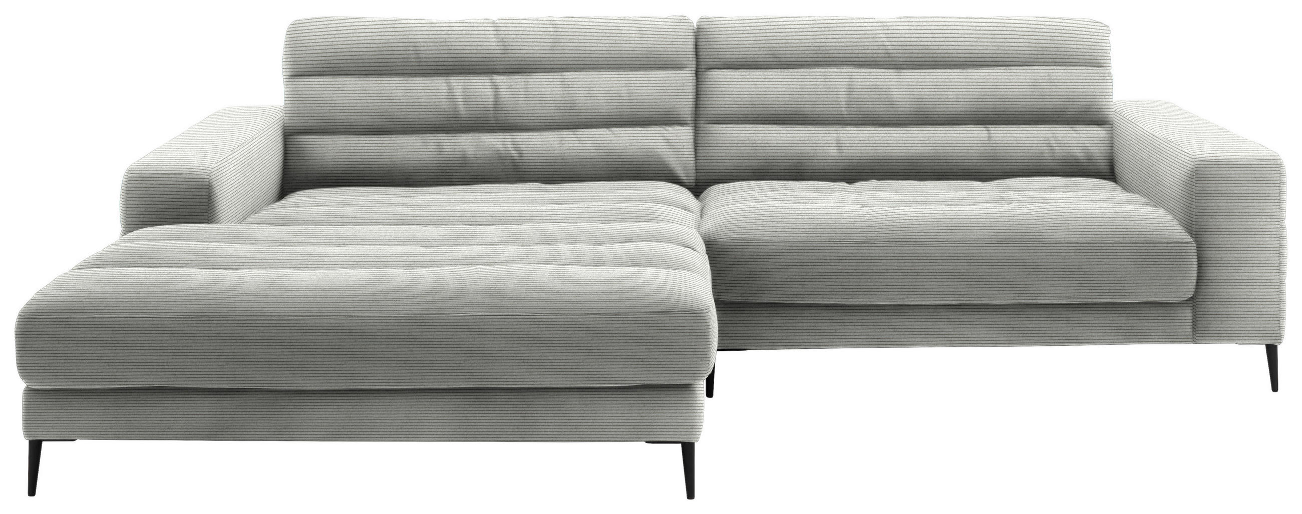 ECKSOFA in Cord Hellgrau  - Hellgrau/Schwarz, Design, Textil/Metall (207/296cm) - Dieter Knoll