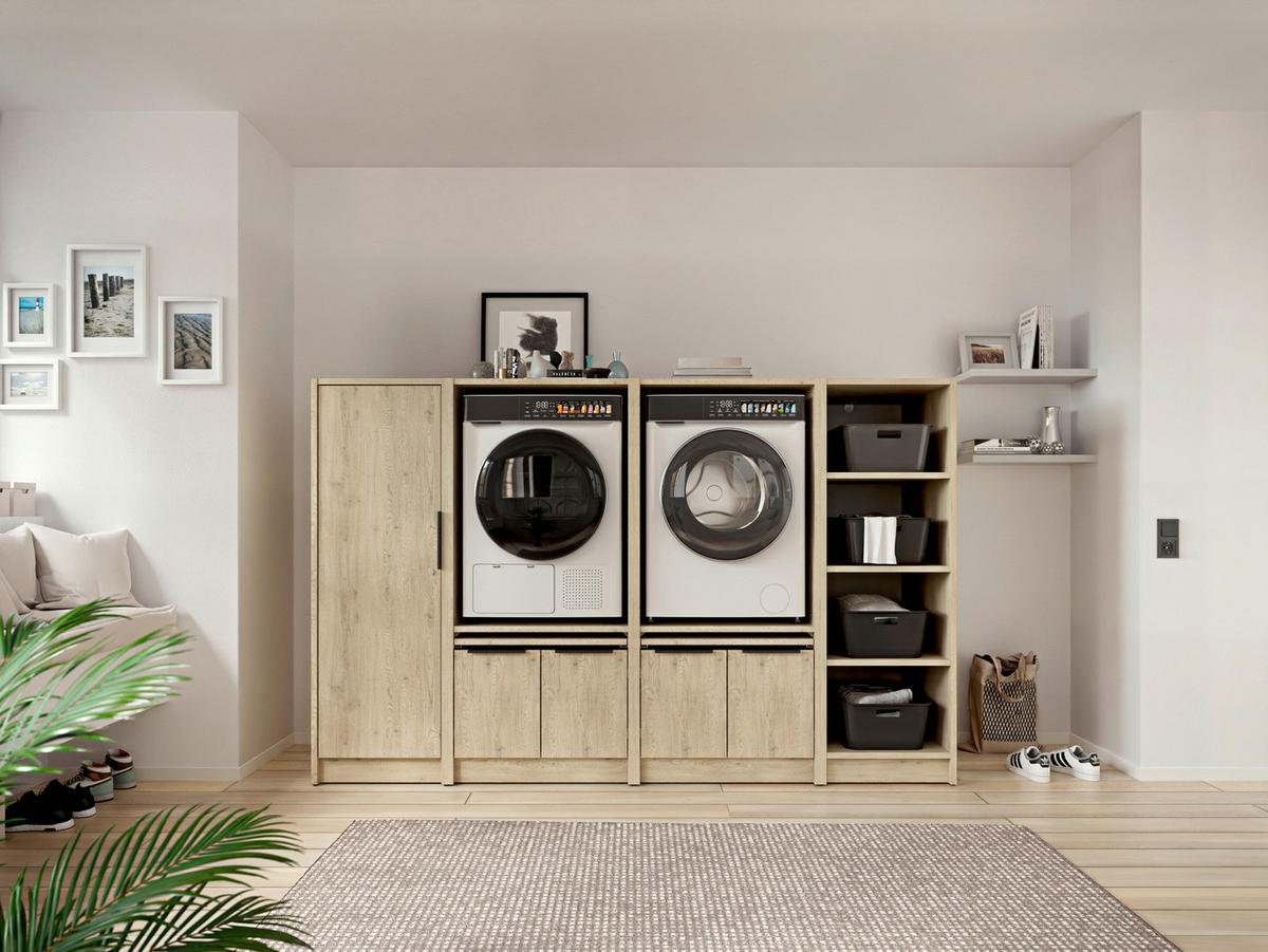 MEHRZWECKSCHRANK 50/150/68 cm  - Eichefarben/Schwarz, Basics, Holzwerkstoff/Kunststoff (50/150/68cm) - MID.YOU
