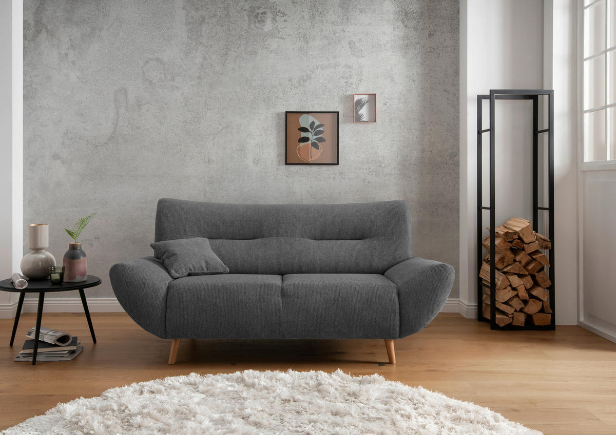 2-SITZER-SOFA Chenille Anthrazit  - Wildeiche/Anthrazit, MODERN, Holz/Textil (173/81/90cm) - MID.YOU