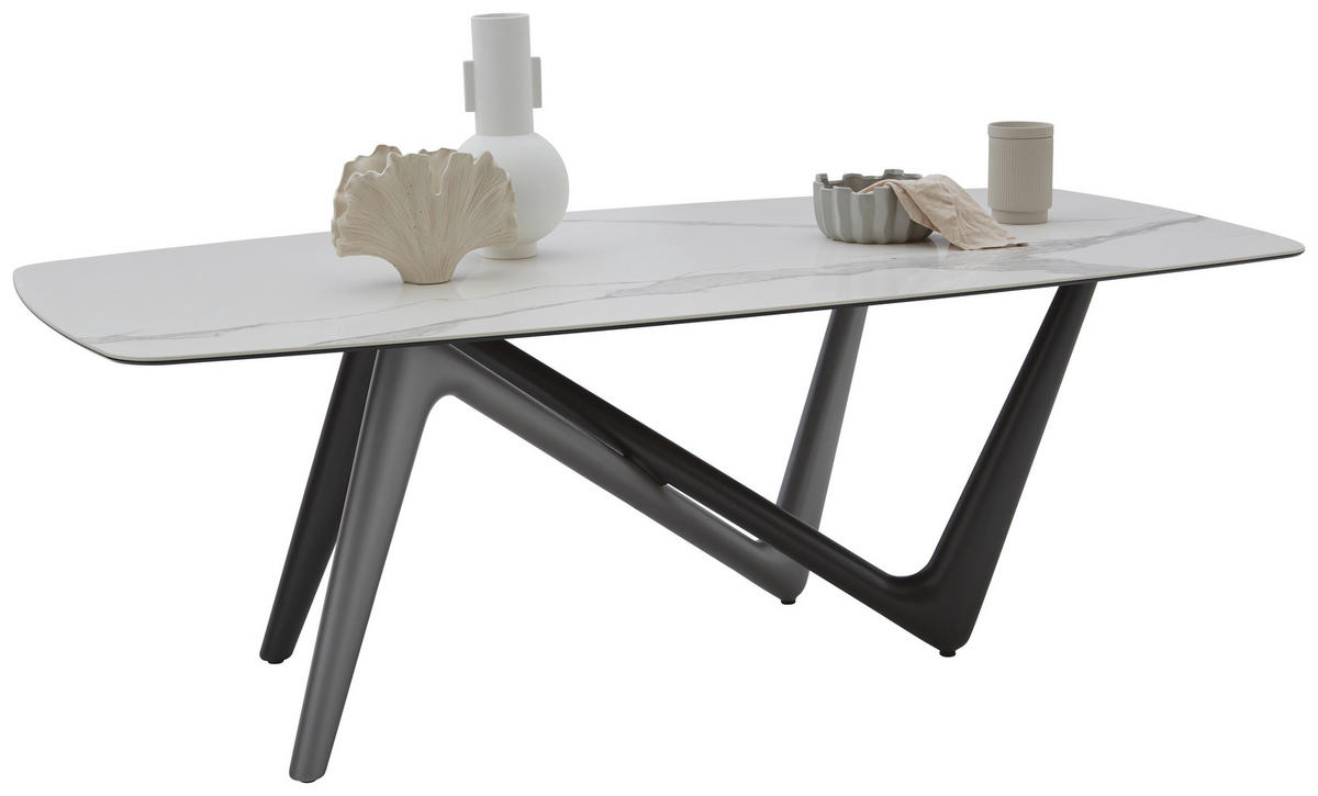 ESSTISCH in Kunststoff, Keramik 220/110/75 cm   - Weiss/Anthrazit, Design, Keramik/Kunststoff (220/110/75cm) - Dieter Knoll