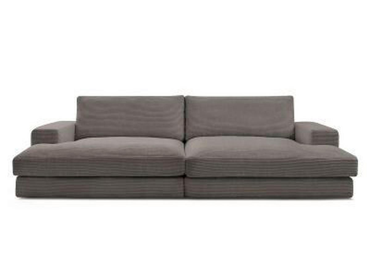 BIGSOFA LEONARD Cord Taupe  - Taupe/Schwarz, MODERN, Kunststoff/Textil (234/77/159cm)