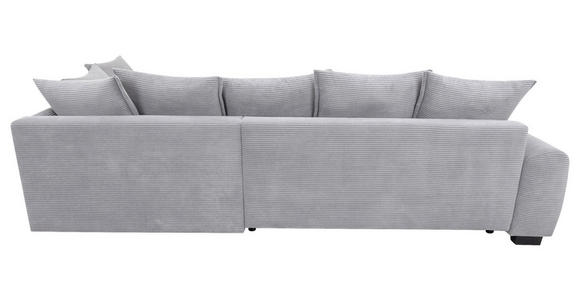 ECKSOFA Hellgrau Cord Rückenkissen, Armlehnenkissen, Bettkasten, Schlaffunktion, Rücken echt, Liegefläche im Originalstoff  - Hellgrau/Schwarz, KONVENTIONELL, Kunststoff/Textil (304/212cm) - Carryhome