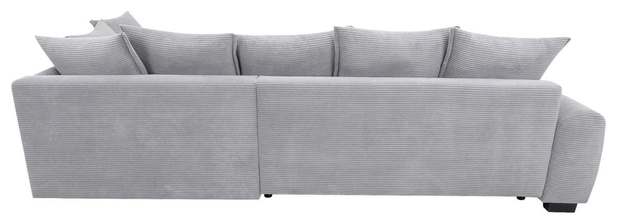 ECKSOFA Grau Cord Rückenkissen, Armlehnenkissen, Bettkasten, Schlaffunktion, Rücken echt, Liegefläche im Originalstoff  - Schwarz/Grau, KONVENTIONELL, Kunststoff/Textil (304/212cm) - Carryhome