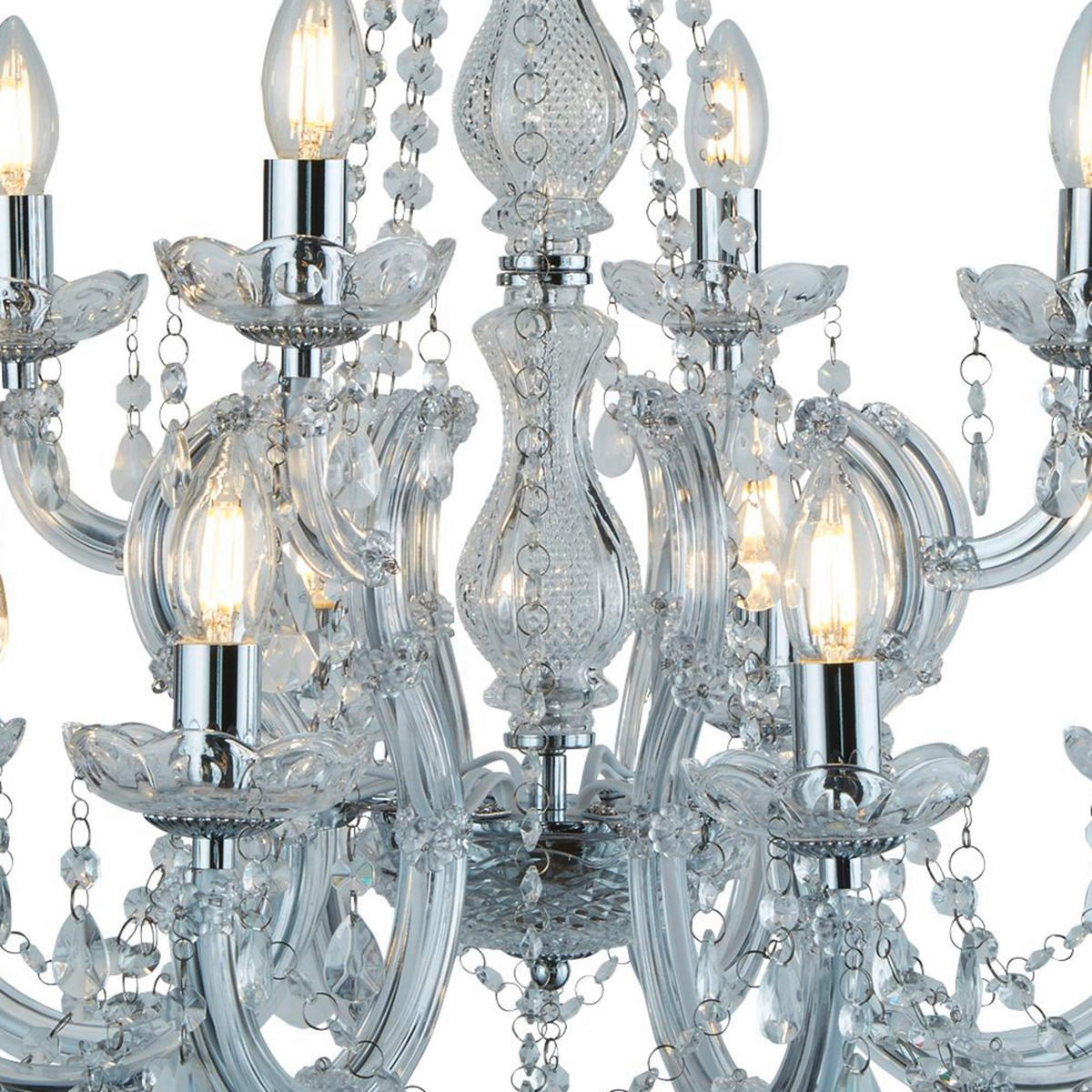 KRISTALL-HÄNGELEUCHTE 63/120 cm   - Chromfarben, KONVENTIONELL, Glas/Kunststoff (63/120cm) - Searchlight