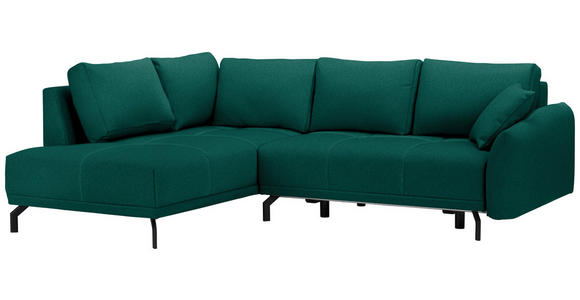 ECKSOFA in Samt Grün  - Schwarz/Grün, LIFESTYLE, Textil/Metall (191/250cm) - Carryhome