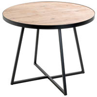 BEISTELLTISCH 60/60/48 cm Schwarz, Eichefarben rund  - Eichefarben/Schwarz, Design, Holzwerkstoff/Metall (60/60/48cm)
