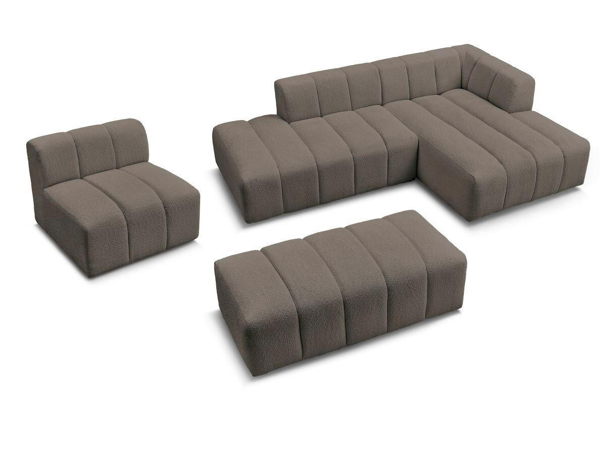 ECKSOFA Ottomane rechts  ANNECY Taupe Bouclé  - Taupe/Schwarz, MODERN, Kunststoff/Textil (262/170cm)