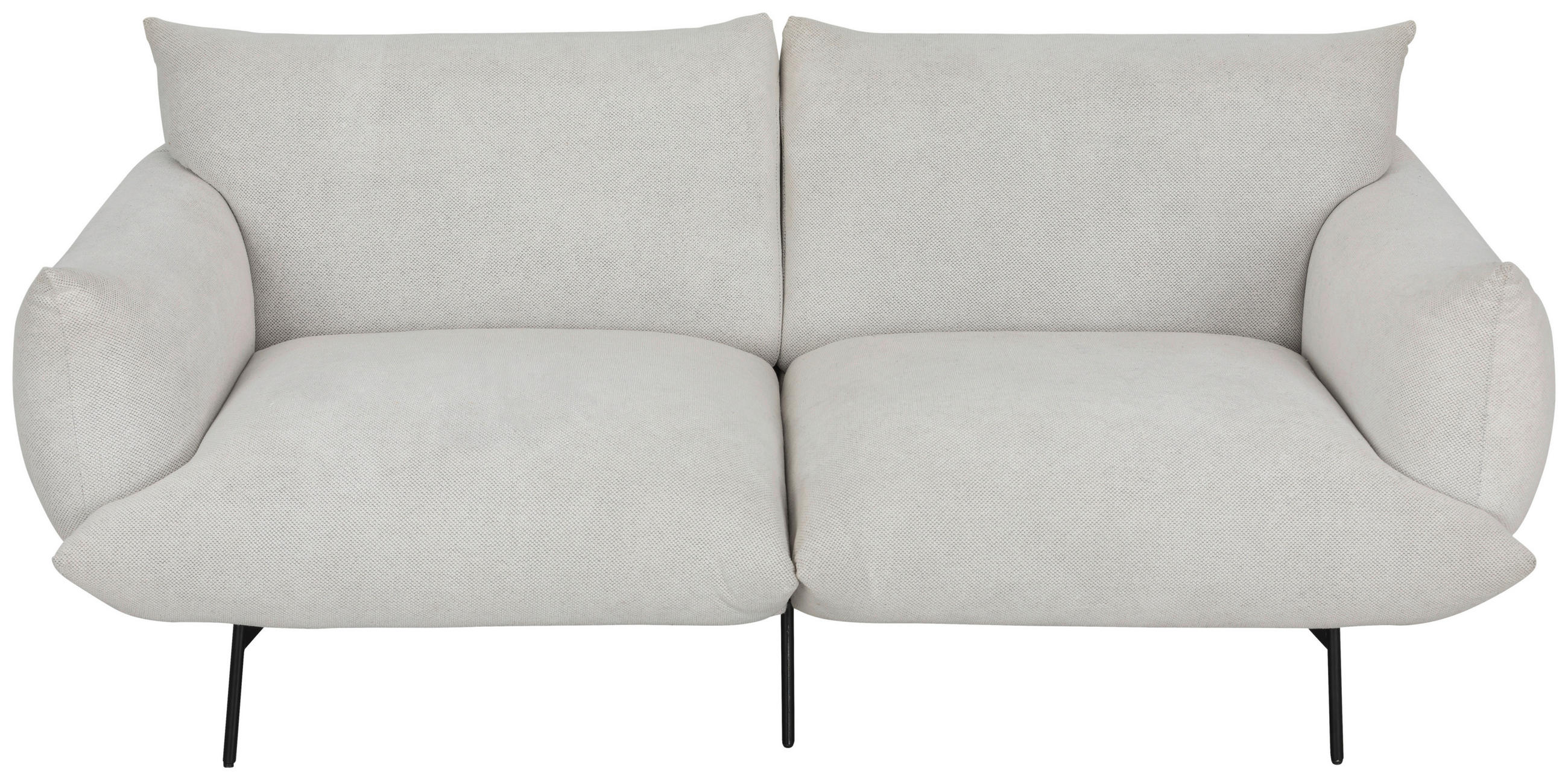 SOFA Mikrofaser Creme  - Creme/Schwarz, Trend, Textil/Metall (185/77/83cm) - P & B