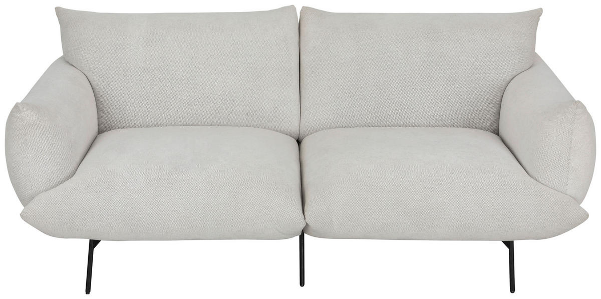 SOFA Mikrofaser Creme  - Creme/Schwarz, Trend, Textil/Metall (185/77/83cm) - P & B
