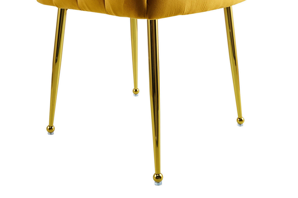 ARMLEHNSTUHL  in Samt  - Goldfarben/Orange, MODERN, Textil/Metall (59/85/56cm) - Kayoom