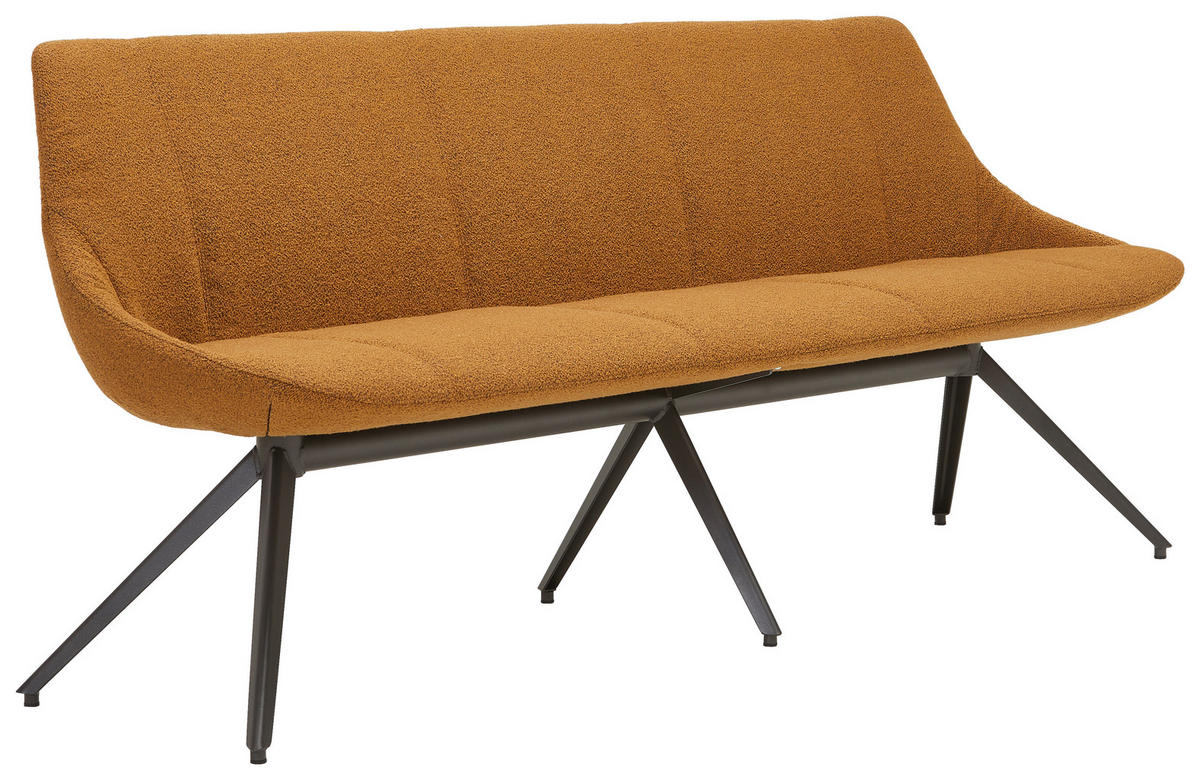 SITZBANK 195/88/62 cm Bouclé Bronzefarben Metall  - Anthrazit/Bronzefarben, Design, Textil/Metall (195/88/62cm) - Bert Plantagie