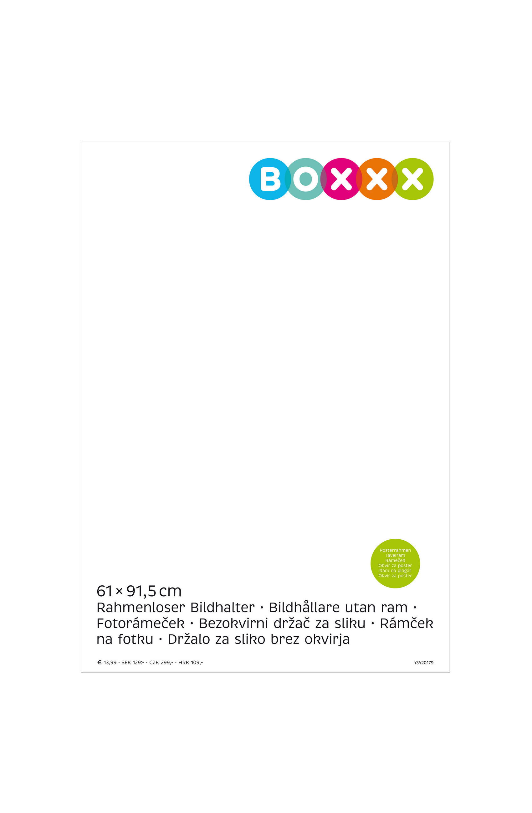 okvir 62X93CM 91.5/61/1 cm - prozirno, Basics, staklo (91.5/61/1cm) - Boxxx