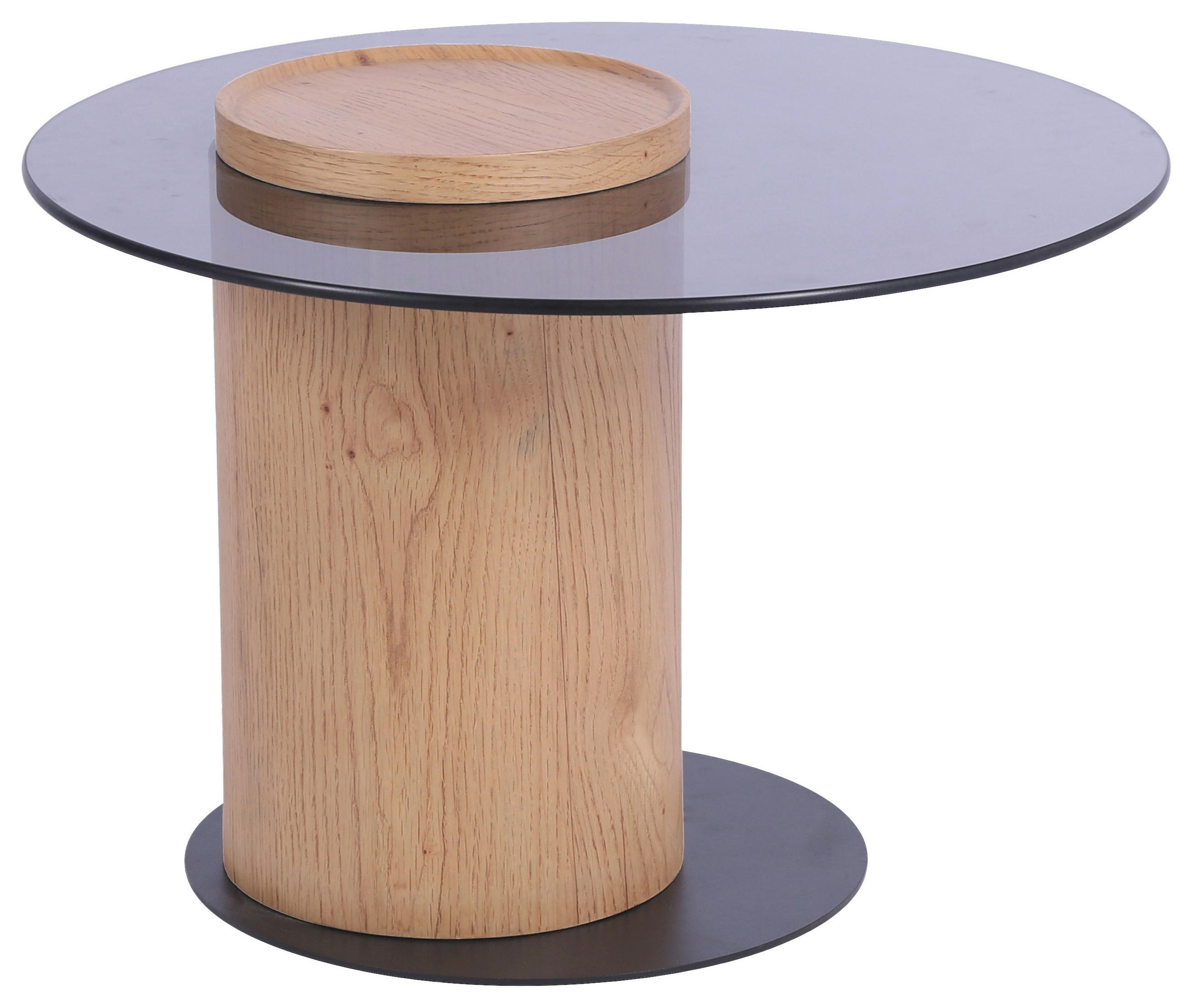 SIDOBORD i trämaterial, trä, metall, glas 60/60/43 cm  - svart/ekfärgad, Natur, metall/trämaterial (60/60/43cm) - Stylife