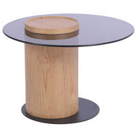 SIDOBORD i trämaterial, trä, metall, glas 60/60/43 cm  - svart/ekfärgad, Natur, metall/trämaterial (60/60/43cm) - Stylife