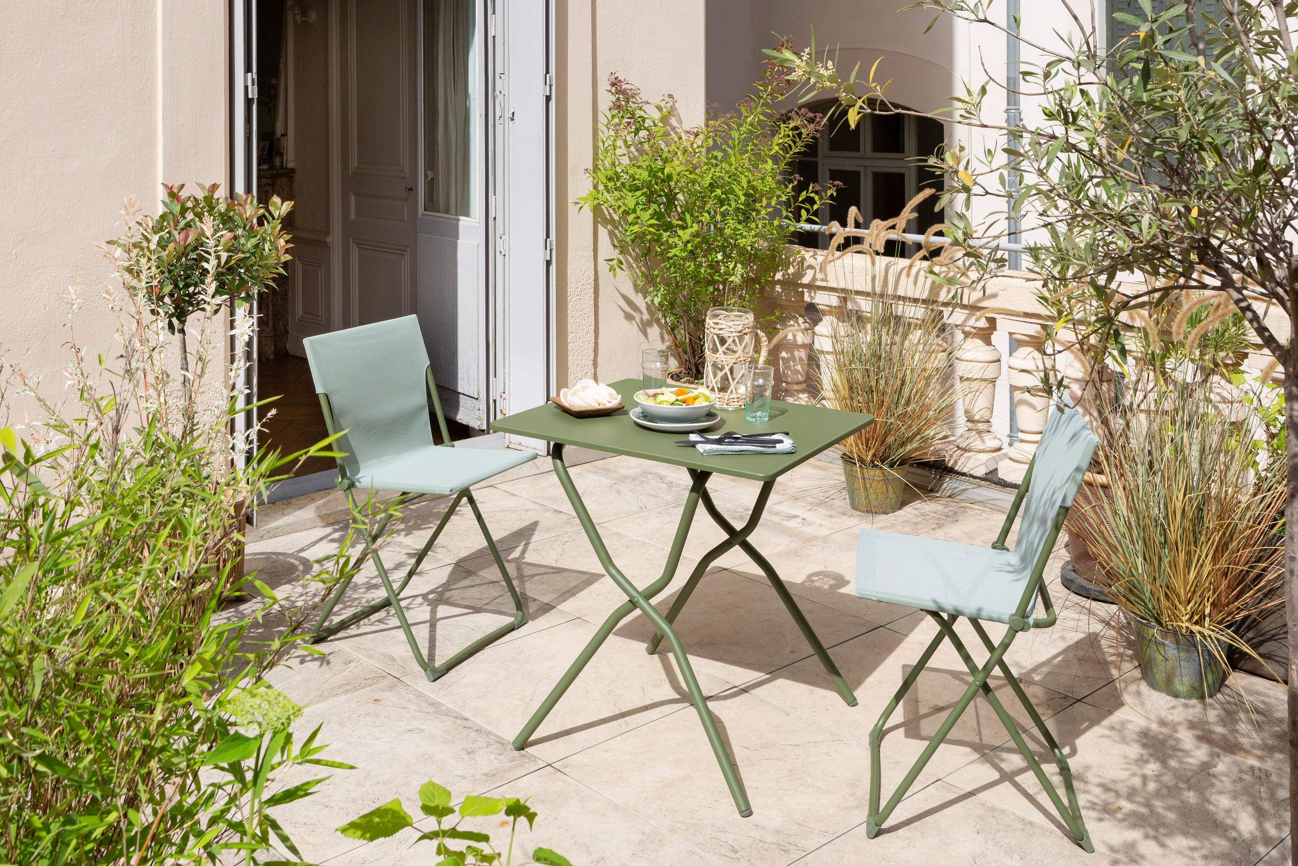 GARTENKLAPPTISCH 70/64/73 cm Metall rechteckig - Waldgrün, Basics, Metall (70/64/73cm) - Lafuma Mobilier