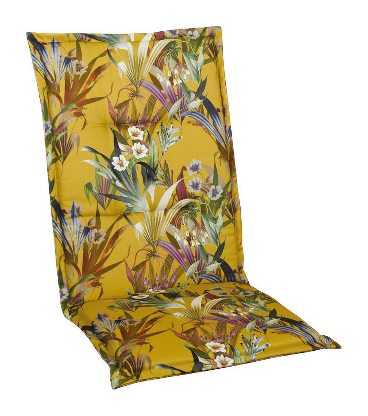 SESSELAUFLAGE Blume  - Blau/Gelb, Basics, Textil (48/4/109cm)