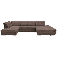 WOHNLANDSCHAFT in Mikrofaser Hellbraun  - Chromfarben/Hellbraun, Design, Kunststoff/Textil (211/350/204cm) - Xora