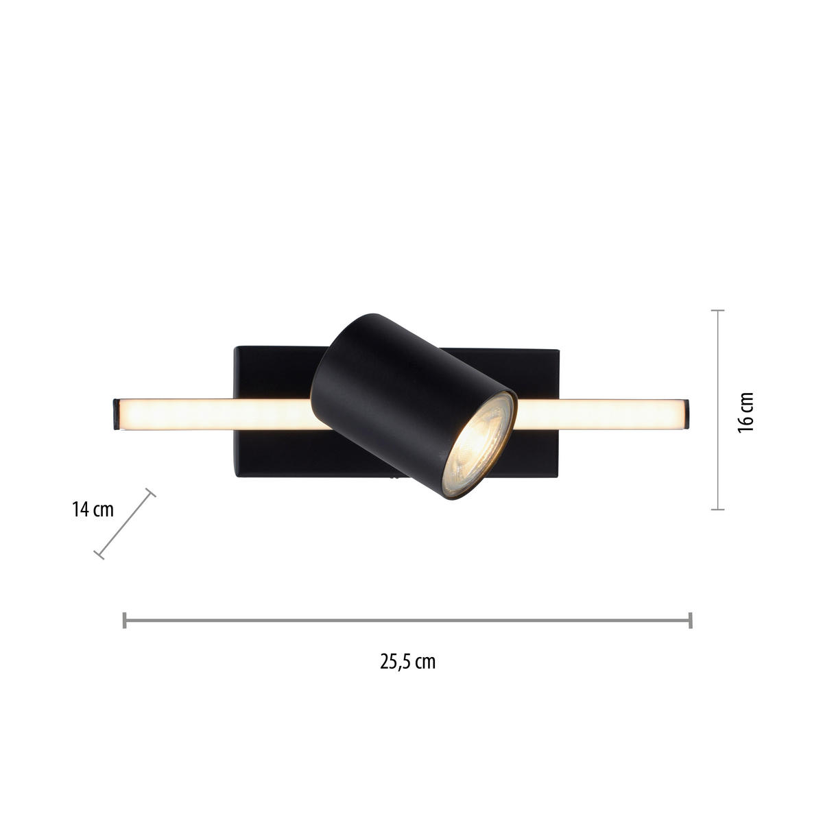 LED-STRAHLER BARIK   - Schwarz, Design, Metall (25,5cm) - Paul Neuhaus