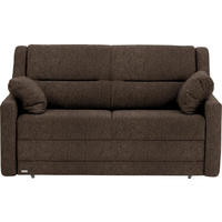 SCHLAFSOFA  mit Lederauswahl, Stoffauswahl, Schlafen auf Sitzhöhe, Hocker erhältlich, Rückenfutter Flachgewebe Braun  - Schwarz/Braun, KONVENTIONELL, Kunststoff/Textil (152/88/91cm) - Sedda