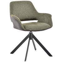 ARMLEHNSTUHL  Sitzfläche 360° drehbar, automatische Rückholfunktion Mikrofaser, Leinenoptik  Grün, Schwarz, Dunkelgrau  - Dunkelgrau/Schwarz, Design, Textil/Metall (66/83,5/62,5cm) - Novel