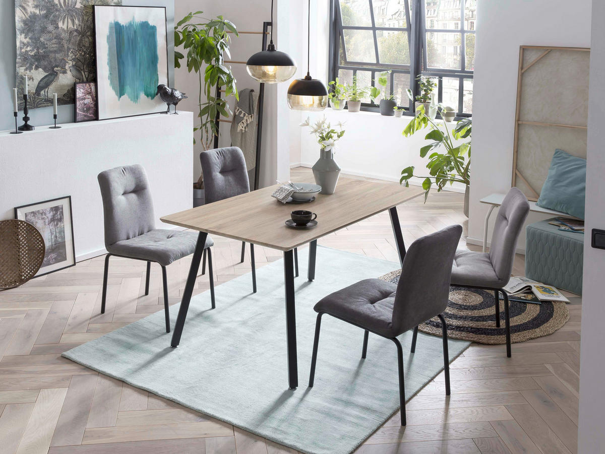 STUHL-SET 2 Stück  in  - Dunkelgrau/Schwarz, Design, Textil/Metall (44,5/87/55,5cm) - Livetastic