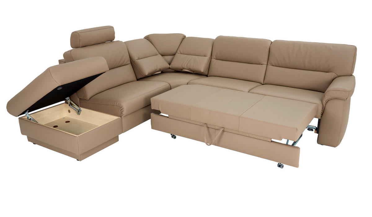 SEDEŽNA GARNITURA, pravo usnje bež  - bež, Design, usnje (250/282cm) - Himolla