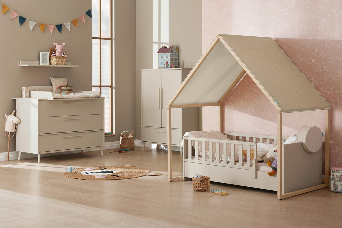 BODENBETT Little Snu,  in Beige  - Beige/Schwarz, Basics, Holz/Kunststoff (145/75/51cm) - Paidi