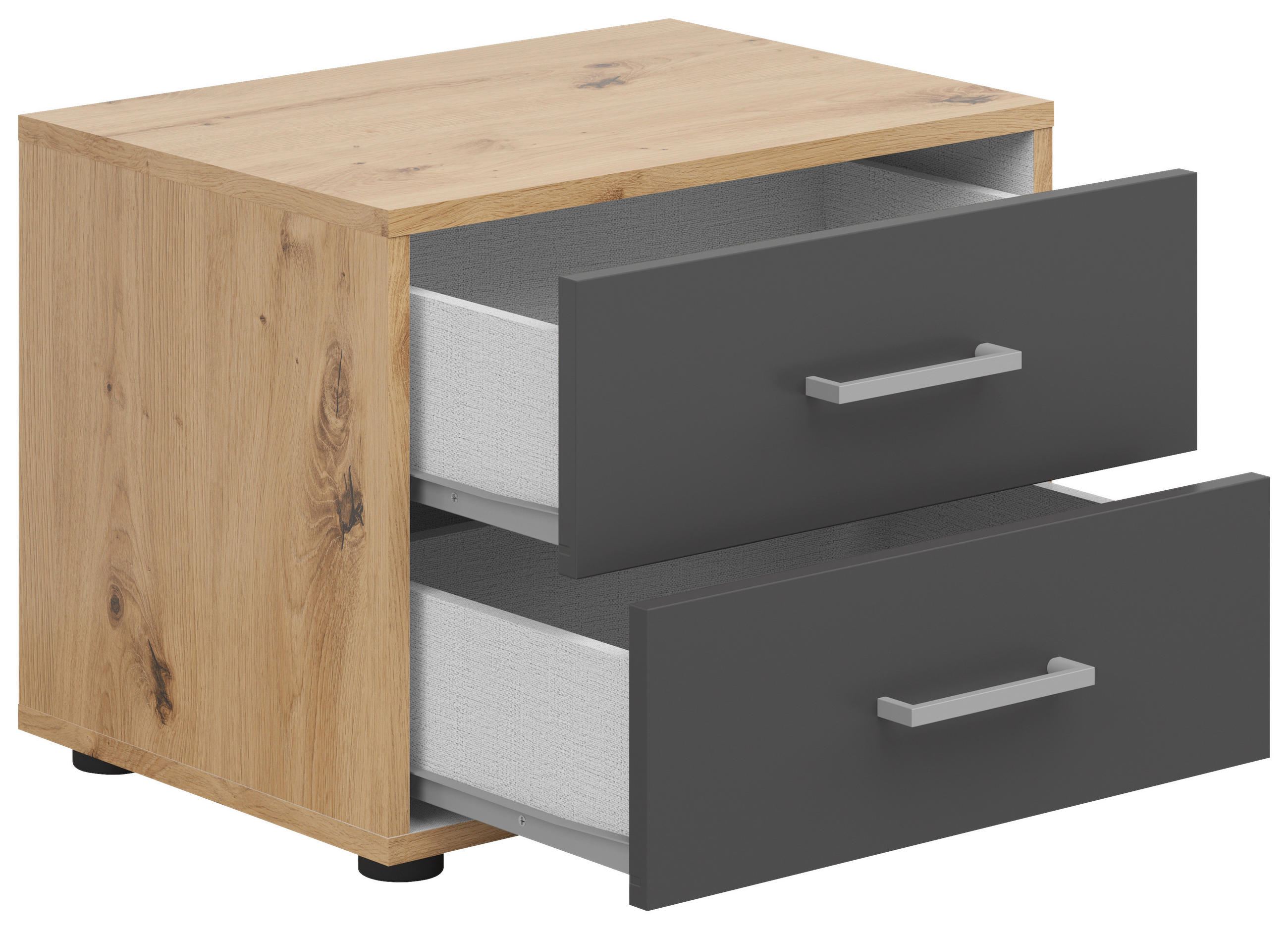 NACHTSCHRANK  - Anthrazit/Silberfarben, Basics, Holzwerkstoff/Kunststoff (50/38/35cm)