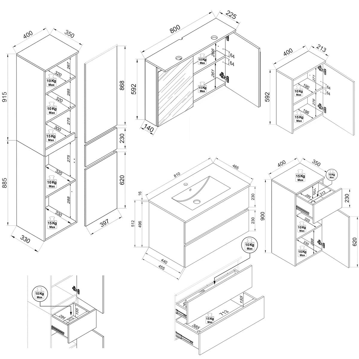 BADEZIMMER 6-teilig  in 161 cm  - Anthrazit/Weiß, Trend, Keramik/Holzwerkstoff (161cm) - MID.YOU