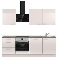 KÜCHENBLOCK 240 cm   in Schieferfarben, Hellgrau  - Schieferfarben/Edelstahlfarben, MODERN, Holzwerkstoff/Metall (240cm) - Nobilia