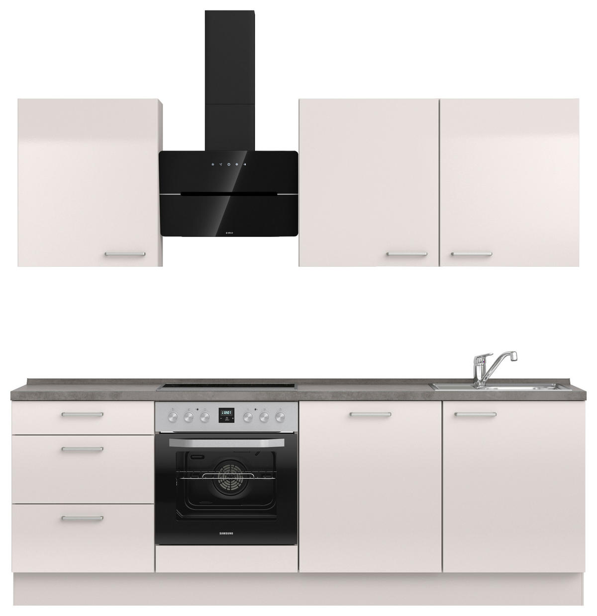 KÜCHENBLOCK 240 cm   in Schieferfarben, Hellgrau  - Schieferfarben/Edelstahlfarben, MODERN, Holzwerkstoff/Metall (240cm) - Nobilia
