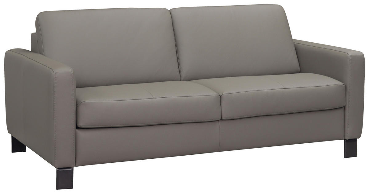SCHLAFSOFA in Leder Schlammfarben  - Schlammfarben/Schwarz, Konventionell, Leder/Metall (190/87/100cm) - Celina Home