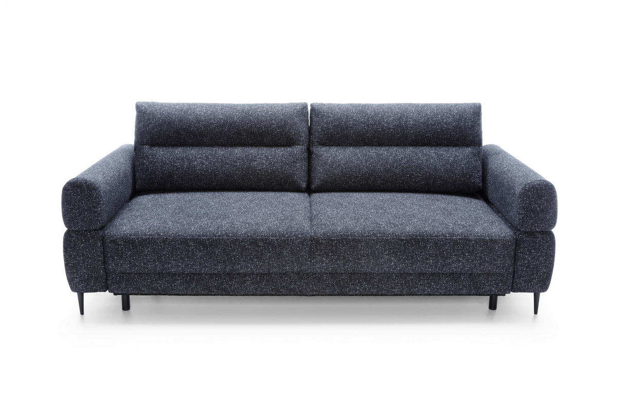 SCHLAFSOFA Nordic in Velours Blau  - Blau/Schwarz, Basics, Textil/Metall (232/94/102cm) - Livetastic