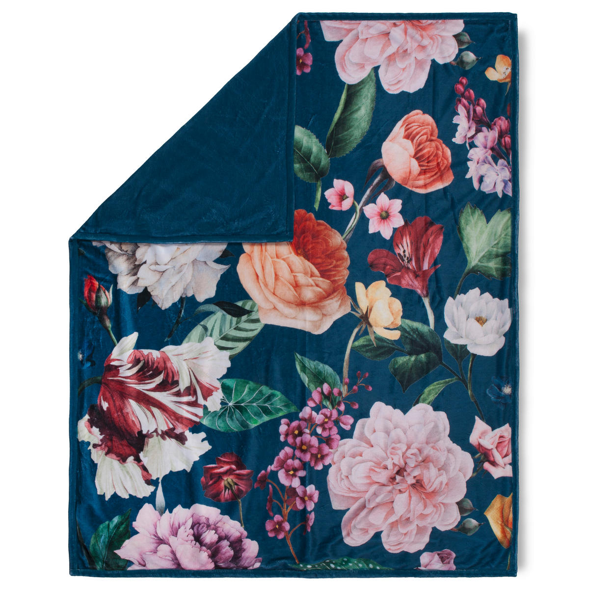 PLAID Fiori 130/160 cm  - Blau/Dunkelblau, Design, Textil (130/160cm)