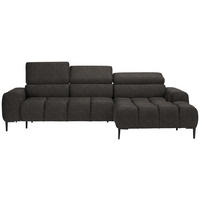 ECKSOFA in Webstoff Graubraun  - Graubraun/Schwarz, Design, Textil/Metall (270/177cm) - Welnova