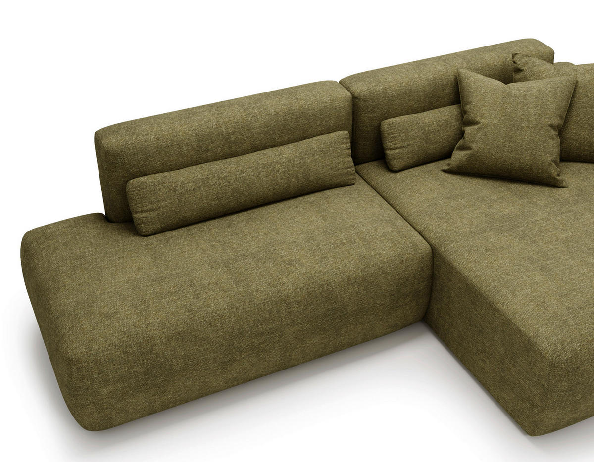 ECKSOFA REVE in Chenille Grün  284/160 cm  - Schwarz/Grün, Design, Kunststoff/Textil (284/160cm) - Livetastic