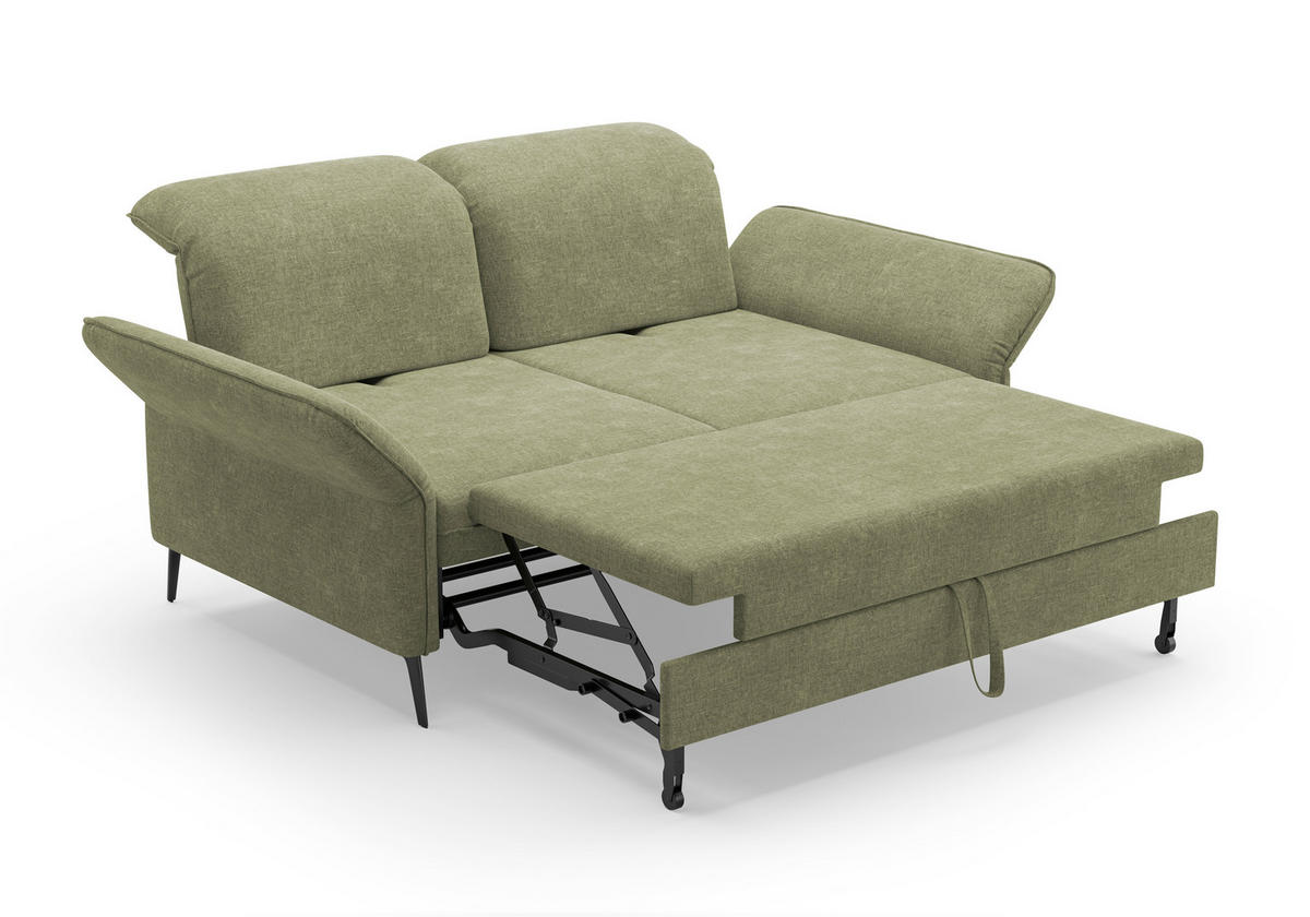3-SITZER-SOFA in Flachgewebe Hellgrün  - Schwarz/Hellgrün, Konventionell, Textil/Metall (199/92/123cm) - Sit & More