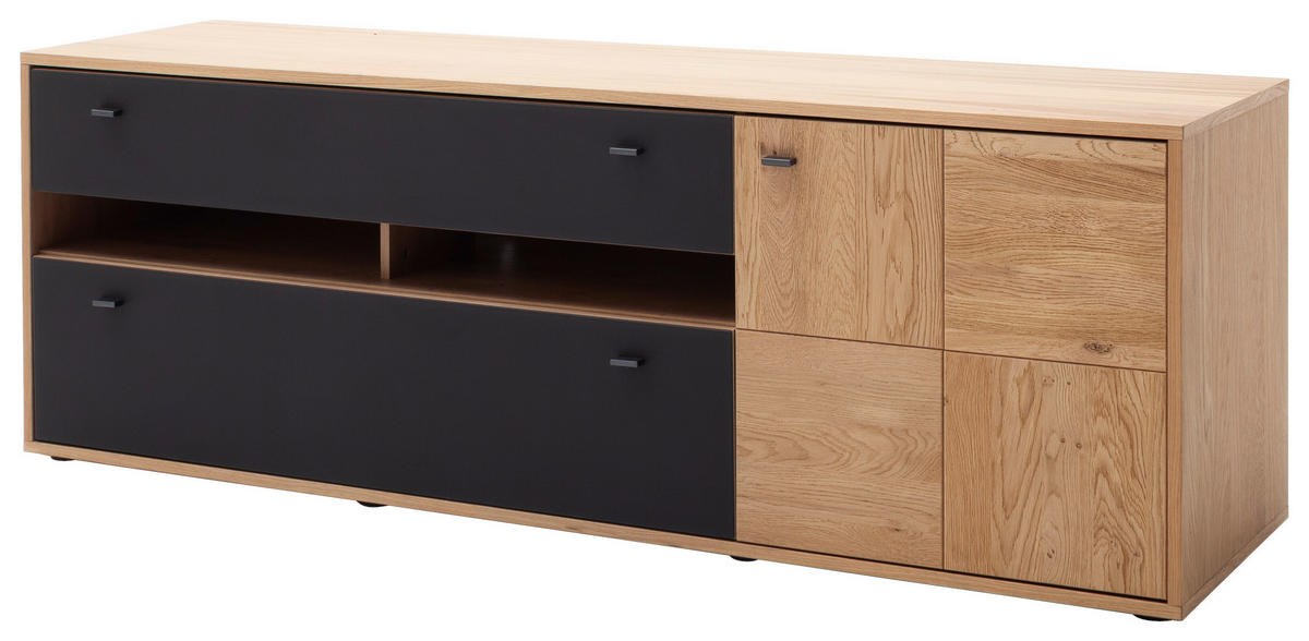 LOWBOARD 184/63/50 cm  - Eiche Bianco/Anthrazit, Design, Glas/Holz (184/63/50cm) - MID.YOU
