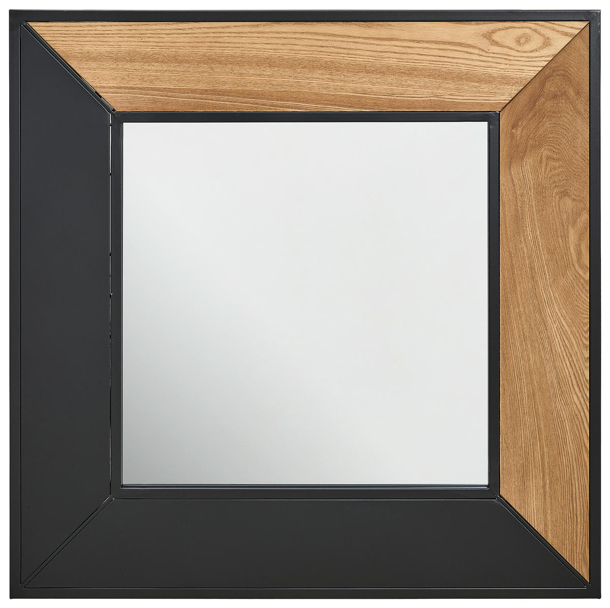 WANDSPIEGEL 80/80/1,6 cm    in quadratisch  - Schwarz/Naturfarben, Design, Glas/Holz (80/80/1,6cm) - MID.YOU