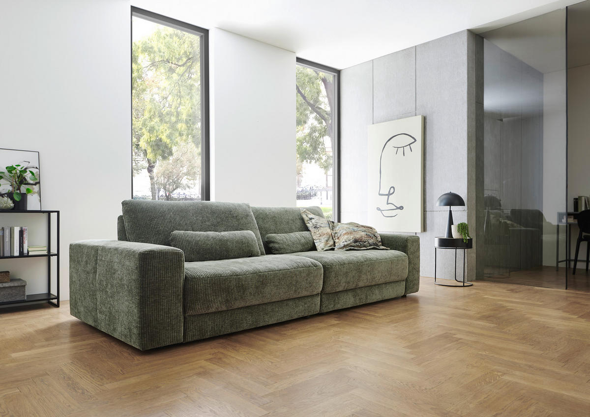BIGSOFA in Chenille, Jacquard Dunkelgrün  - Dunkelgrün/Schwarz, Design, Kunststoff/Textil (270/83/125cm) - Niels Andersson
