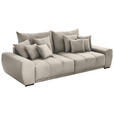 BIGSOFA in Samt Beige  - Beige/Schwarz, KONVENTIONELL, Holz/Textil (280/67/120cm) - Carryhome