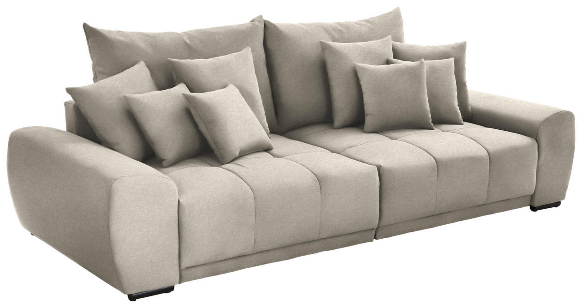 BIGSOFA Samt Beige  - Beige/Schwarz, KONVENTIONELL, Holz/Textil (280/67/120cm) - Carryhome