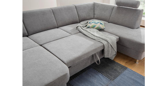Wohnlandschaft inkl.Funktionen  in Chenille Grau  - Chromfarben/Grau, Design, Kunststoff/Textil (165/301/198cm) - Xora