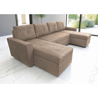 WOHNLANDSCHAFT Taupe Cord  - Taupe/Schwarz, Design, Kunststoff/Textil (155/294/155cm) - MID.YOU