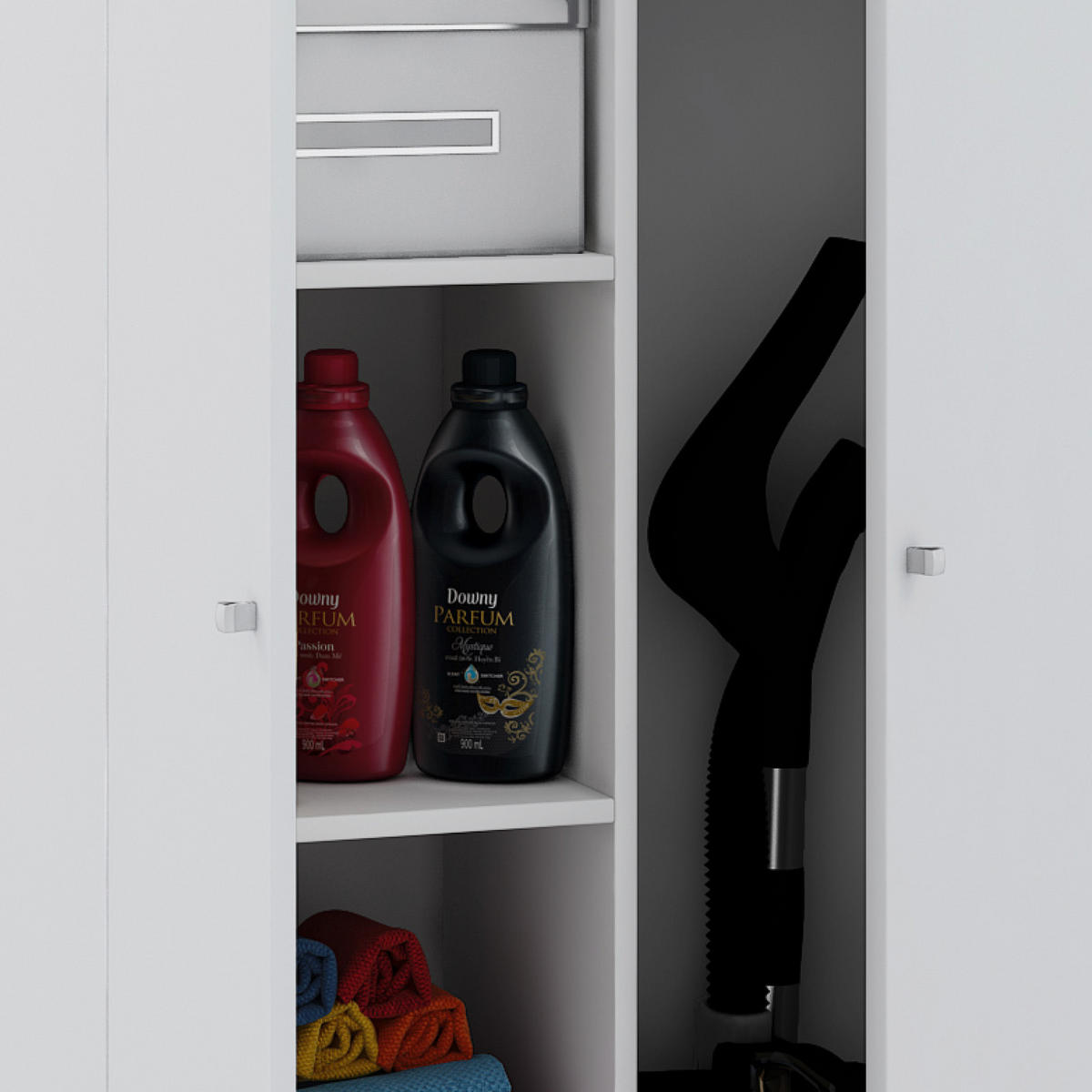 MEHRZWECKSCHRANK 70/218/39 cm  - Weiss/Silberfarben, Modern, Holzwerkstoff/Kunststoff (70/218/39cm) - MID.YOU