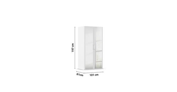 DREHTÜRENSCHRANK 101/197/60 cm 2-türig Weiß  - Weiß, Design, Glas/Holzwerkstoff (101/197/60cm) - Novel